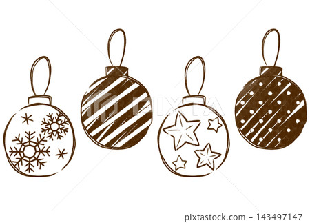 Cute monochrome illustration material of Christmas ornament balls 143497147
