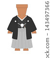 Pot doll wearing a formal kimono and hakama 143497366