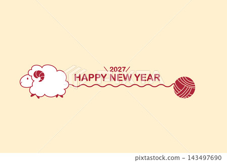 2027 New Year's Card, Year of the Sheep, Illustration, Yarn 2027 New Year's Card, Year of the Sheep, Illustration, Yarn 143497690
