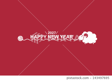 2027 New Year's Card, Year of the Sheep, Illustration, Yarn 2027 New Year's Card, Year of the Sheep, Illustration, Yarn 143497695
