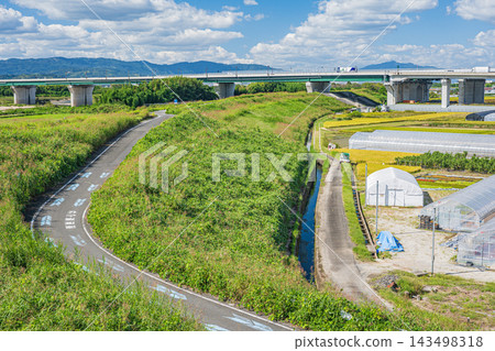 京都府京城陽市新名神高速公路木津川風景 143498318