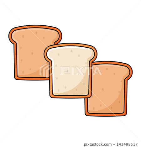 Slices of Toasted Bread Flat Design on White Background 143498517