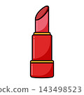 Cartoon Red Lipstick Flat Design on White Background 143498523