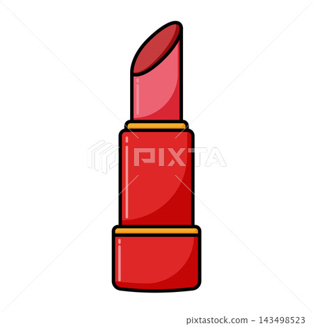 Cartoon Red Lipstick Flat Design on White Background Cartoon Red Lipstick Flat Design on White Background 143498523