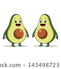 Cartoon of two half of avocado in flat style on white background 143498723