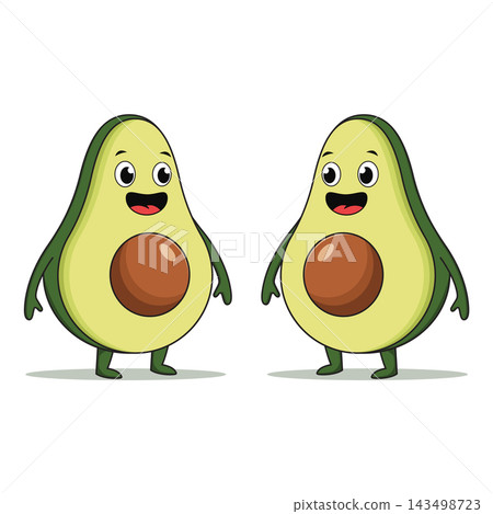 Cartoon of two half of avocado in flat style on white background 143498723