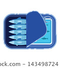 Can of sardines in flat style. Canned Fish on white background 143498724