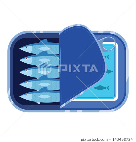 Can of sardines in flat style. Canned Fish on white background Can of sardines in flat style. Canned Fish on white background 143498724