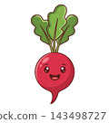 Cute cartoon radish with leaves flat design on white background 143498727
