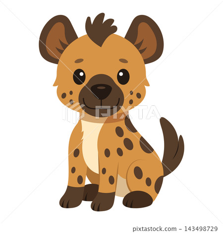 Cute Cartoon hyena sitting flat design 143498729