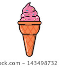 Strawberry Ice Cream Flat Design on White Background 143498732
