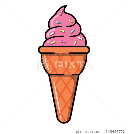 Strawberry Ice Cream Flat Design on White Background Strawberry Ice Cream Flat Design on White Background 143498732