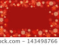 Snowflakes and red background frame - Winter, Christmas 143498766
