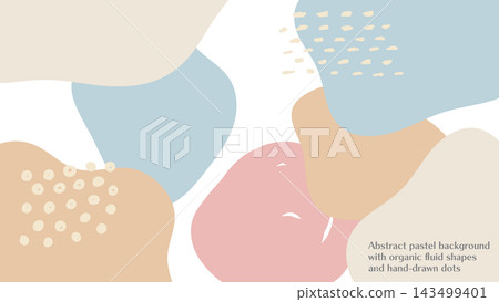 An abstract pastel-colored background featuring organic, fluid shapes and hand-drawn-style dots. An abstract pastel-colored background featuring organic, fluid shapes and hand-drawn-style dots. 143499401