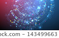 Futuristic digital plexus and glowing dot halftone background. 143499663