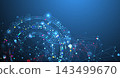 Futuristic digital plexus and glowing dot halftone background. 143499670