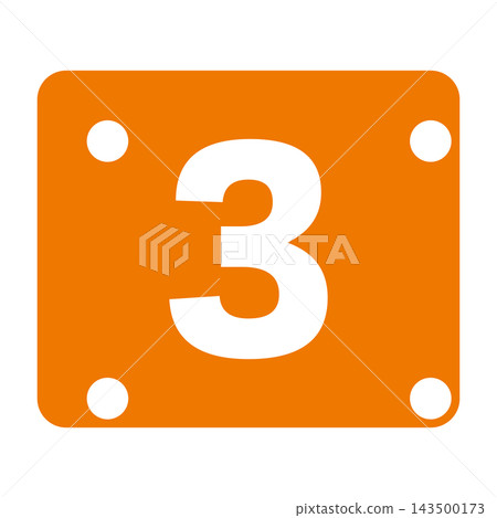 Bib: Orange cloth with the number 3 in white Bib: Orange cloth with the number 3 in white 143500173
