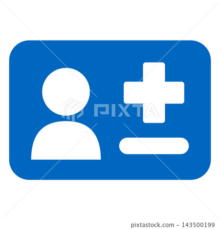 Medical card: A blue card with a white figure and a cross. Medical card: A blue card with a white figure and a cross. 143500199