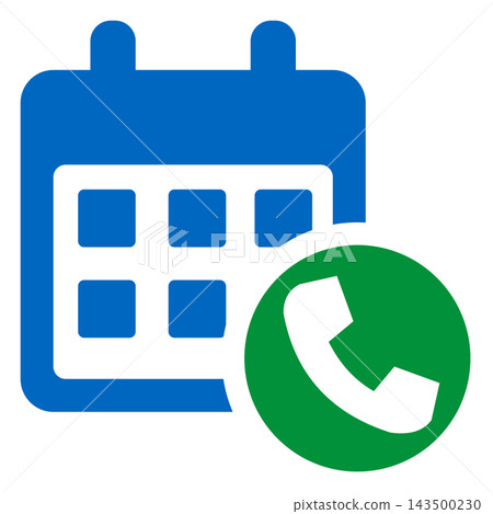 A reservation phone and calendar; a blue calendar and a green receiver. A reservation phone and calendar; a blue calendar and a green receiver. 143500230