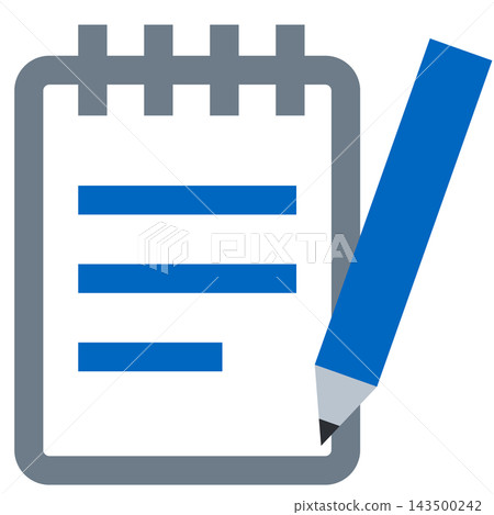Notebook and pen: A ring notebook with blue ruled lines and a blue pen. Notebook and pen: A ring notebook with blue ruled lines and a blue pen. 143500242