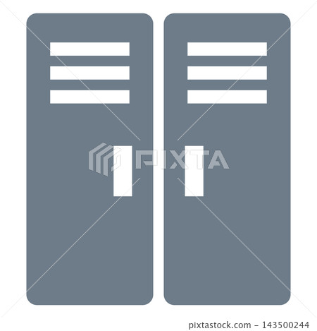 A locker with two gray doors side by side. A locker with two gray doors side by side. 143500244