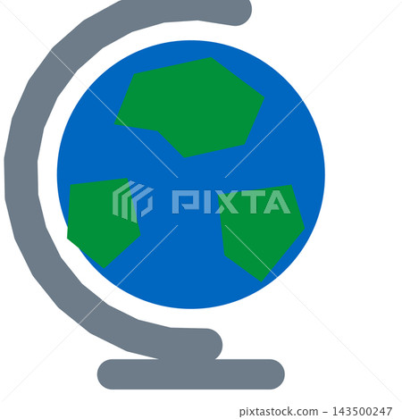 A globe with a blue sphere, green continents, and a metallic arc. A globe with a blue sphere, green continents, and a metallic arc. 143500247