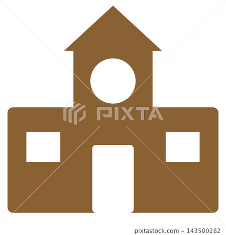 學校建築:一座棕色的建築和一座鐘樓。 學校建築:一座棕色的建築和一座鐘樓。 143500282