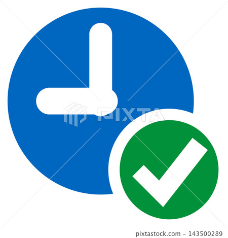 Clock and check Blue clock and green check Clock and check Blue clock and green check 143500289
