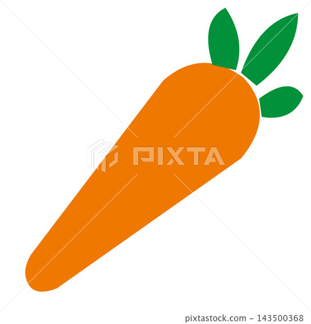 Carrot: A slanted orange root with green leaves. Carrot: A slanted orange root with green leaves. 143500368