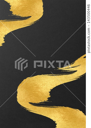 Japanese-style background with golden brushstroke art Japanese-style background with golden brushstroke art 143500446