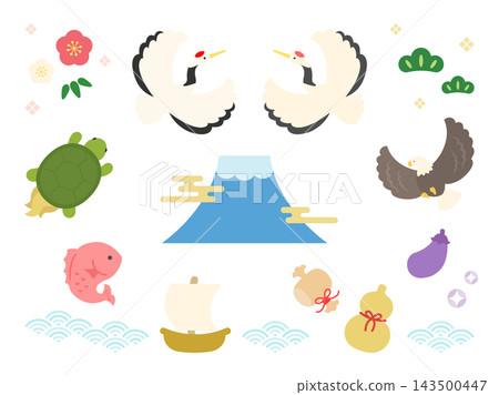 新年賀卡吉祥插畫套裝 新年賀卡吉祥插畫套裝 143500447