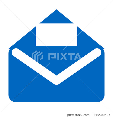 An open envelope. A white letter inside a blue envelope. An open envelope. A white letter inside a blue envelope. 143500523