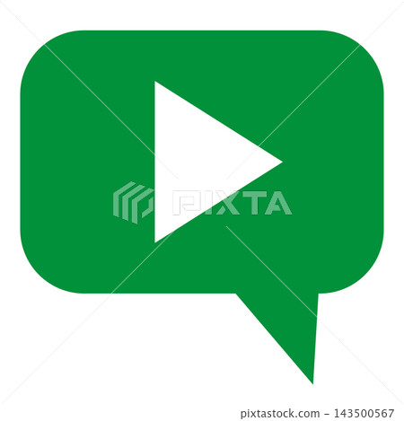 Speech bubble with play button; green with rounded corners and a white triangle. Speech bubble with play button; green with rounded corners and a white triangle. 143500567