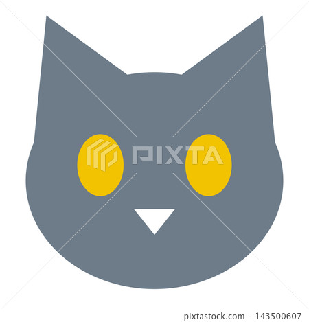 A cat's face: gray head, triangular ears, and yellow eyes. A cat's face: gray head, triangular ears, and yellow eyes. 143500607