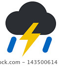雷雨雲：烏雲中閃過黃色閃電，下起暴雨。 143500614