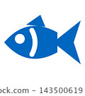一種細長的藍色魚，眼睛和鰓紋是白色的。 143500619