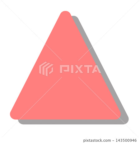 A light red triangle shape with rounded corners and a shadow in the bottom right corner, which can be used as a background or icon base. 143500946