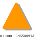 An orange triangle shape with rounded corners and a shadow in the bottom right corner, which can be used as a background or icon base. 143500948