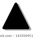 A black triangle shape with rounded corners and a shadow in the bottom right corner, which can be used as a background or icon base. 143500951