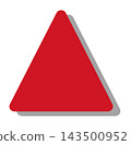 A red triangle shape with rounded corners and a shadow in the bottom right corner, which can be used as a background or icon base. 143500952