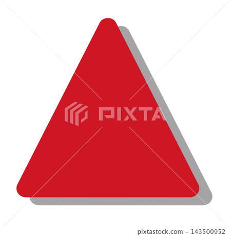 A red triangle shape with rounded corners and a shadow in the bottom right corner, which can be used as a background or icon base. 143500952