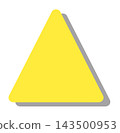 A yellow triangle shape with rounded corners and a shadow in the bottom right corner, which can be used as a background or icon base. 143500953
