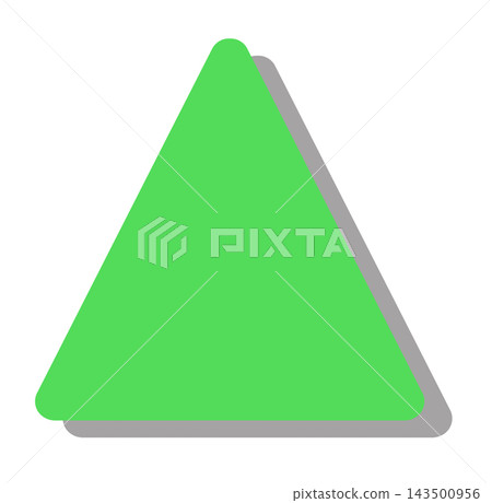 A rounded green triangle shape with a shadow in the bottom right corner, which can be used as a background or icon base. 143500956