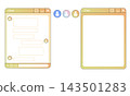 A set of cute orange chat interfaces and speech bubbles. 143501283