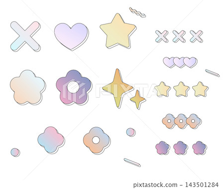Pastel gradient Y2K icon and shape vector set Pastel gradient Y2K icon and shape vector set 143501284