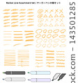 A set of orange handwritten marker lines. 143501285