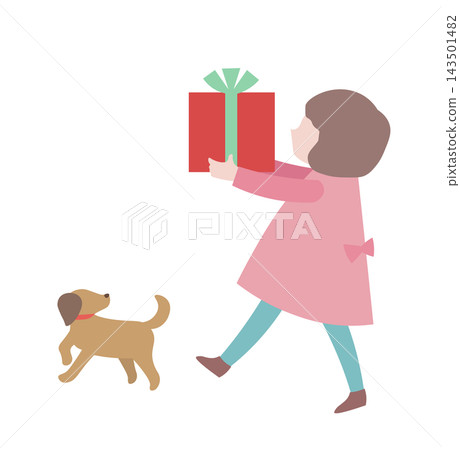 A child holding a present A child holding a present 143501482