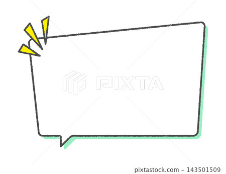 Hand-drawn speech bubble with eye-catching pop elements - Simple rectangular line art frame illustration material 143501509