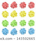 Colorful cheerleader pom poms vector set isolated on white background for sports design and dance cheer team support 143502665