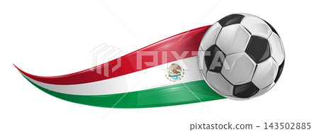 Mexico flag with soccer ball with speed effect. horizontal illustration Mexico flag with soccer ball with speed effect. horizontal illustration 143502885